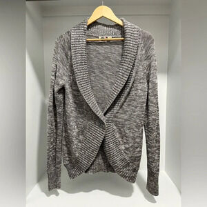 Roxy Marled Gray and White one button 100% cotton cardigan sweater womens size M